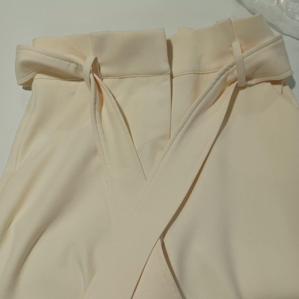 Veronica Beard Ecru Tie-Waist Trousers - Picture 4 of 6